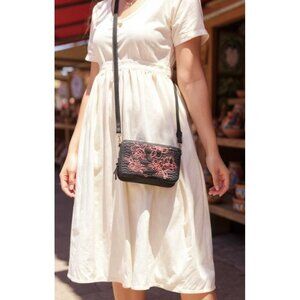 Vera Bradley Floral Embroidered Crossbody Wallet With Adjustable Strap